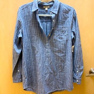 Blue and white pin striped blouse